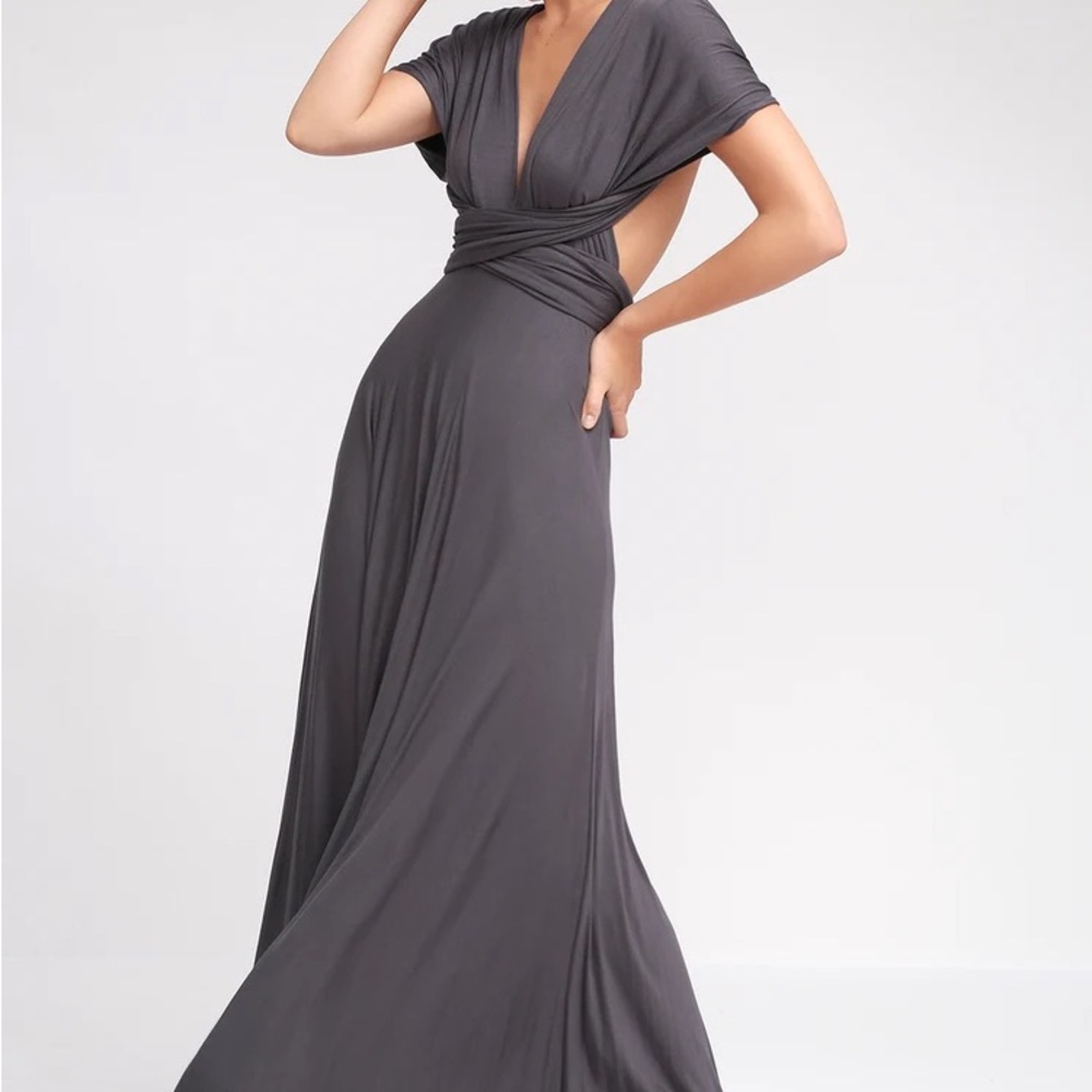 Lulu's Gray Maxi convertible Dress